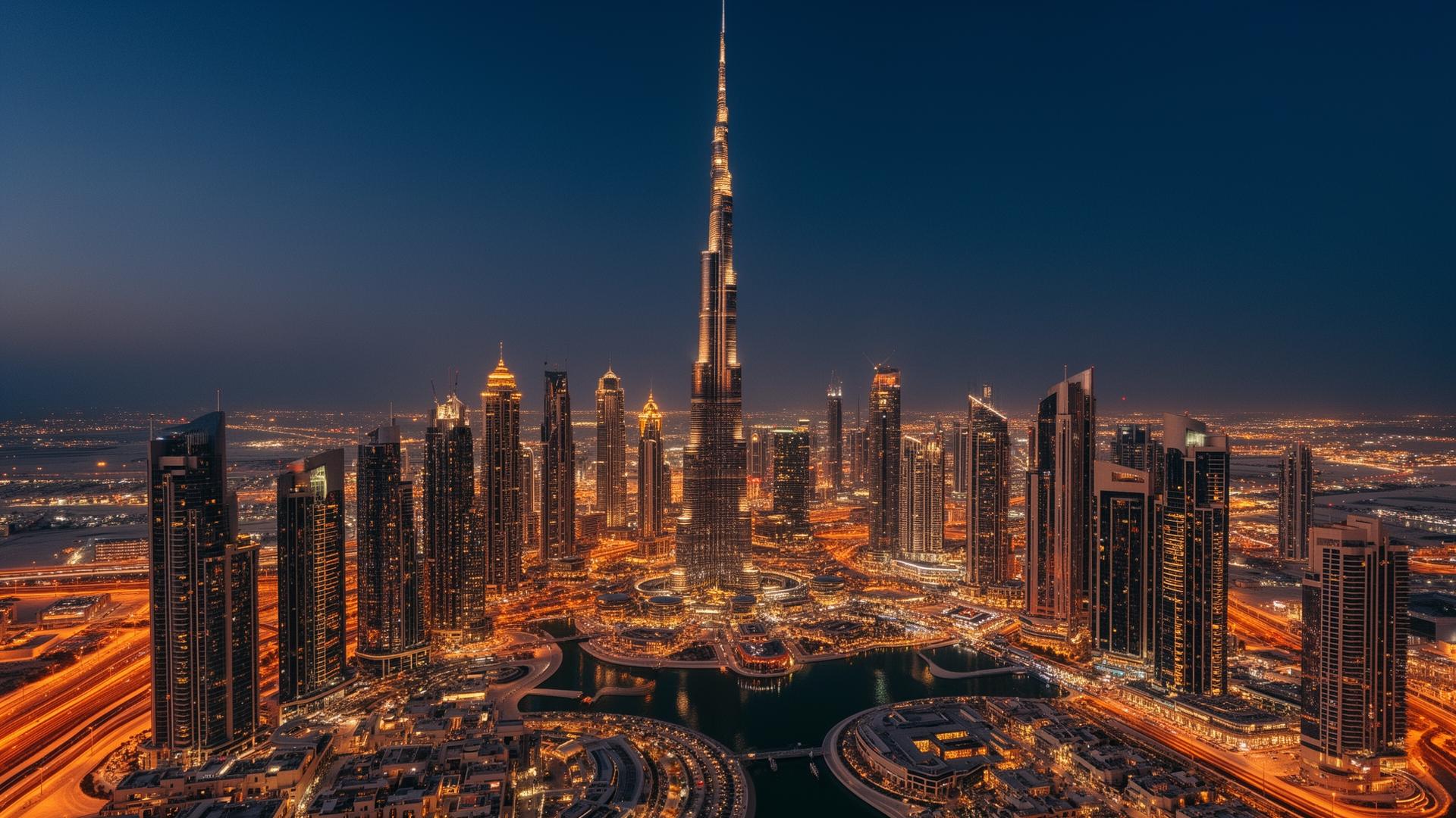 Dubai skyline at dusk